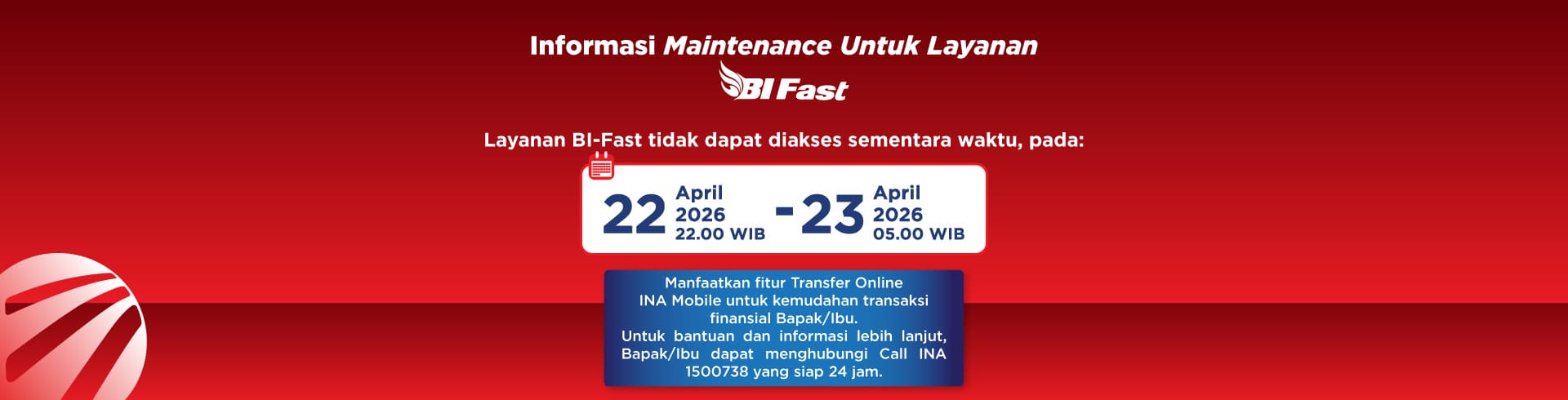 Jadwal Maintenance  BI-Fast